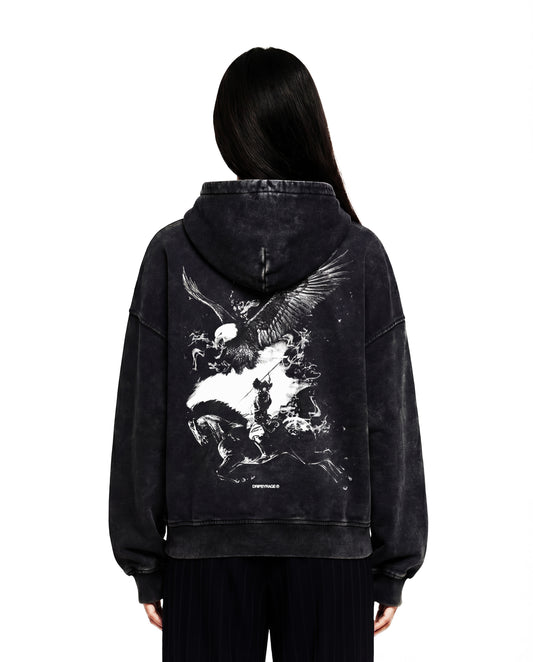 NO FEAR DARK EDITION OVERSIZED FADED HOODIE BLACK