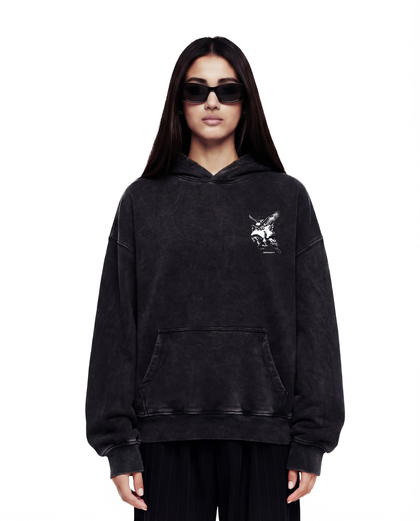 NO FEAR DARK EDITION OVERSIZED FADED HOODIE BLACK