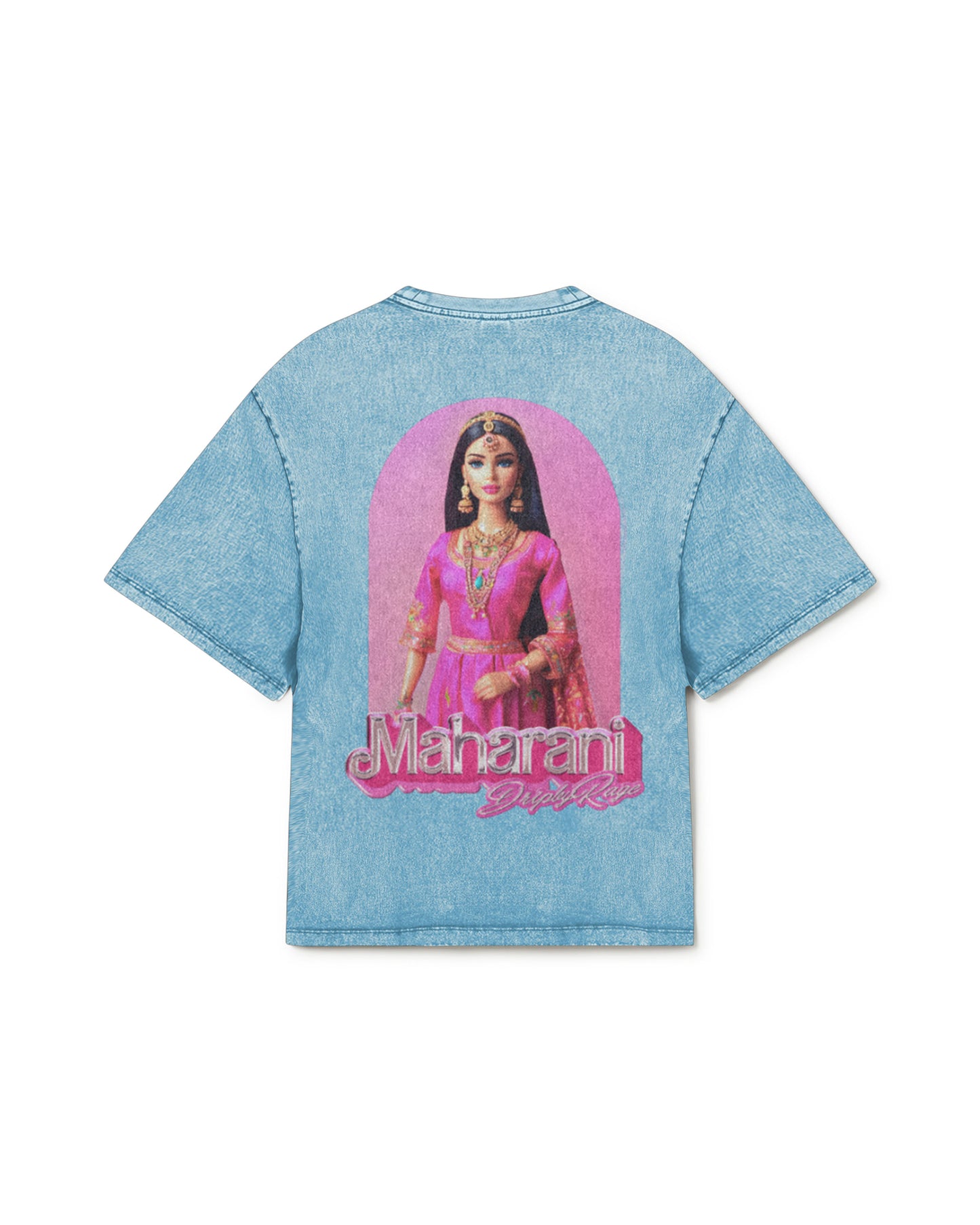 BROWN BARBIE OVERSIZED WASHED T-SHIRT PASTEL BLUE