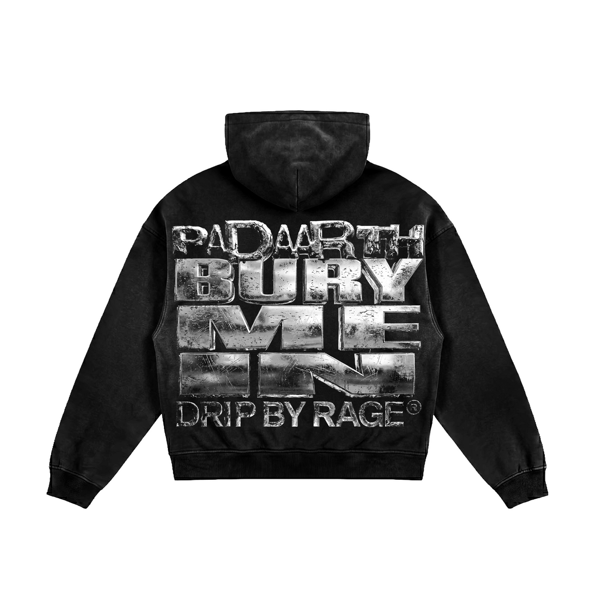 BLACK HEAVEN RED EYE OVERSIZED FADED HOODIE
