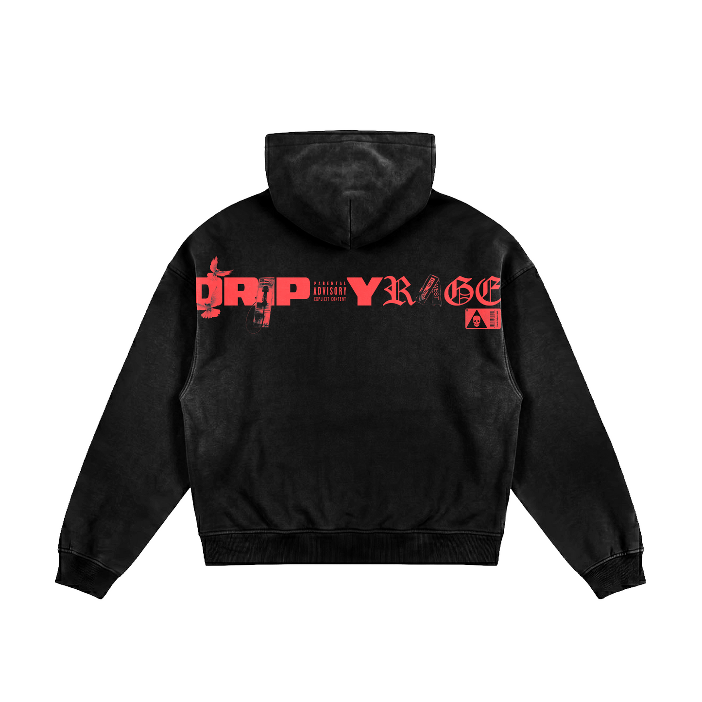 TRAP FOREVER OVERSIZED FADED HOODIE