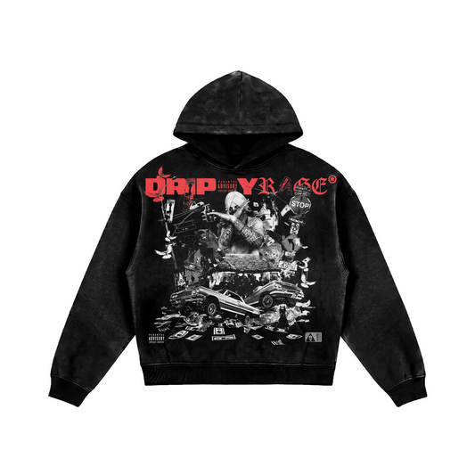 TRAP FOREVER OVERSIZED FADED HOODIE