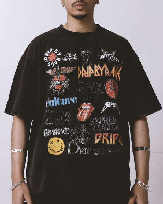 DRIP LOGOS OVERSIZED FADED T-SHIRT