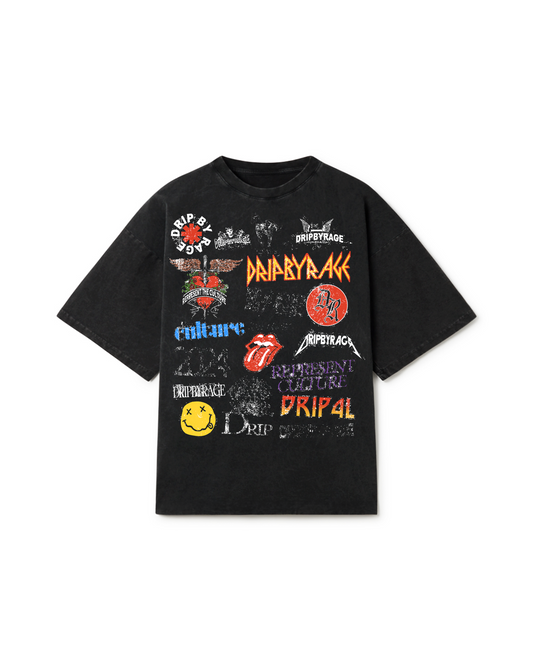 DRIP LOGOS OVERSIZED FADED T-SHIRT