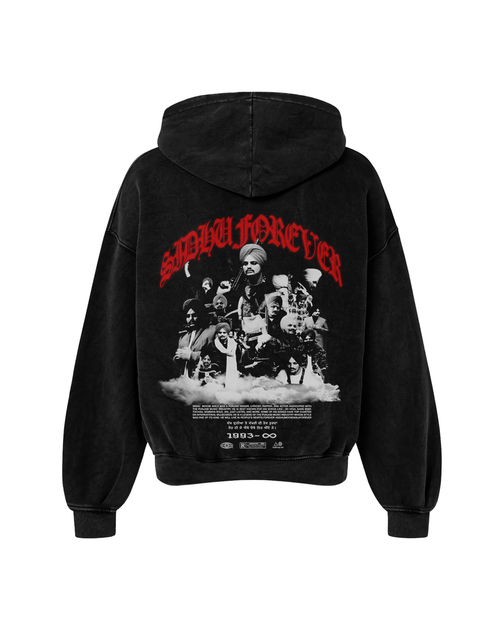 SIDHU FOREVER OVERSIZED FADED HOODIE BLACK