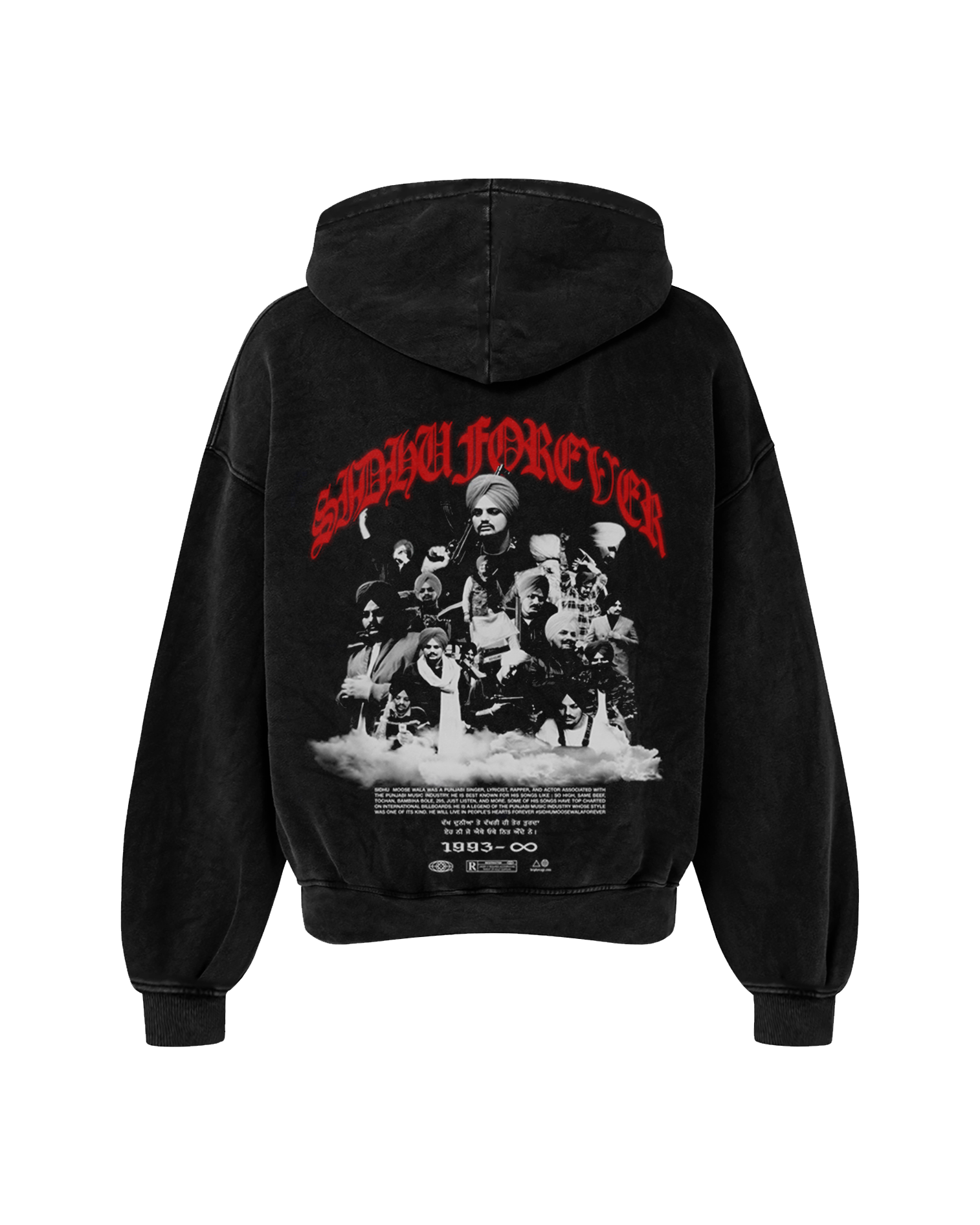 SIDHU FOREVER OVERSIZED FADED HOODIE BLACK