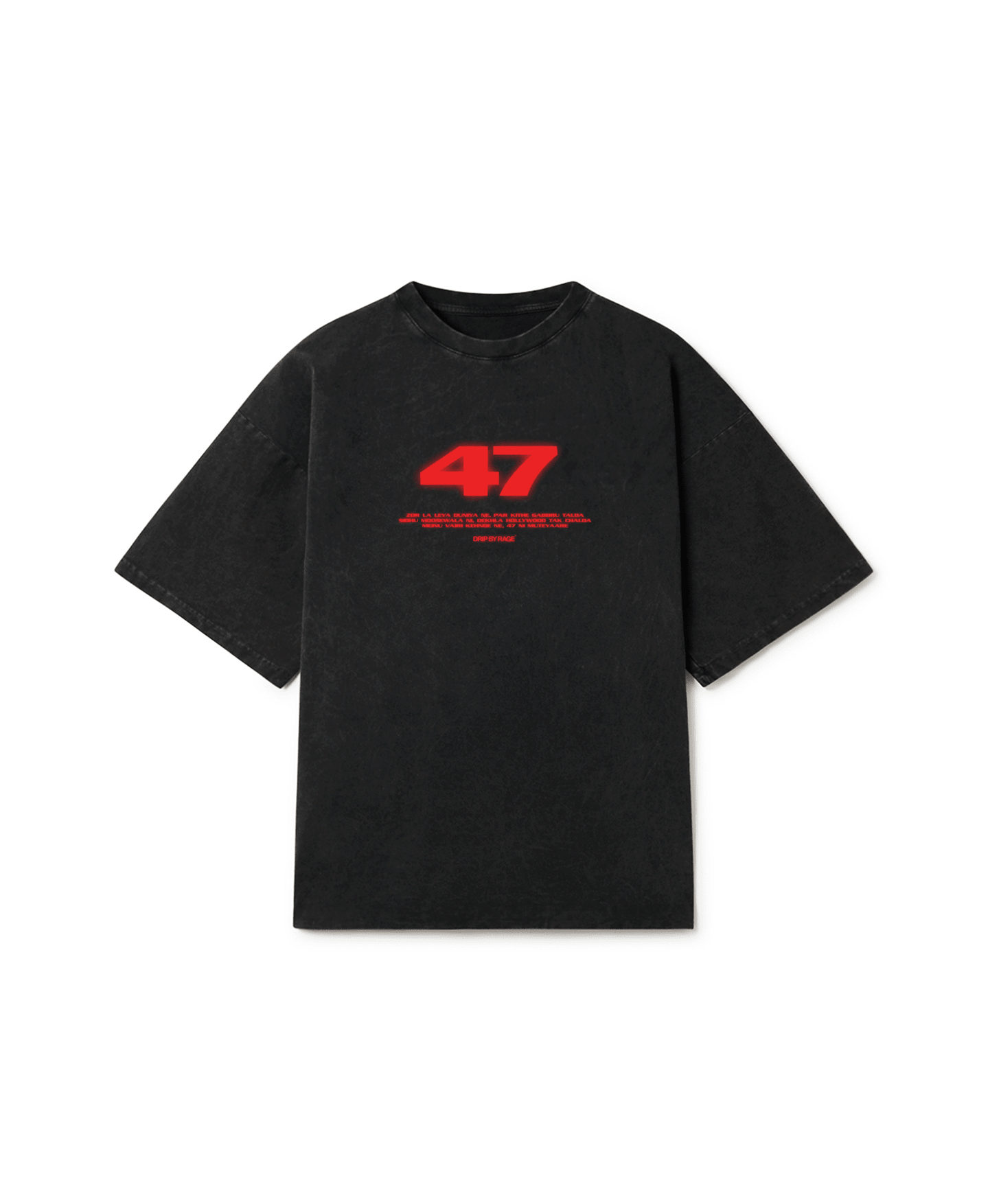 47 RED EDITION OVERSIZED FADED T-SHIRT BLACK - Drip by Rage
