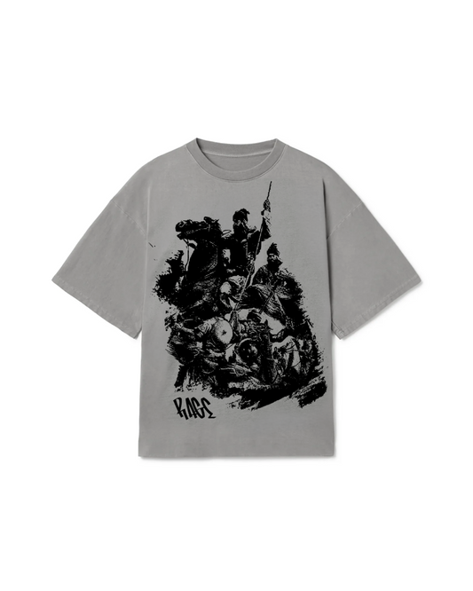 WAR RAGE OVERSIZED FADED T-SHIRT GREY