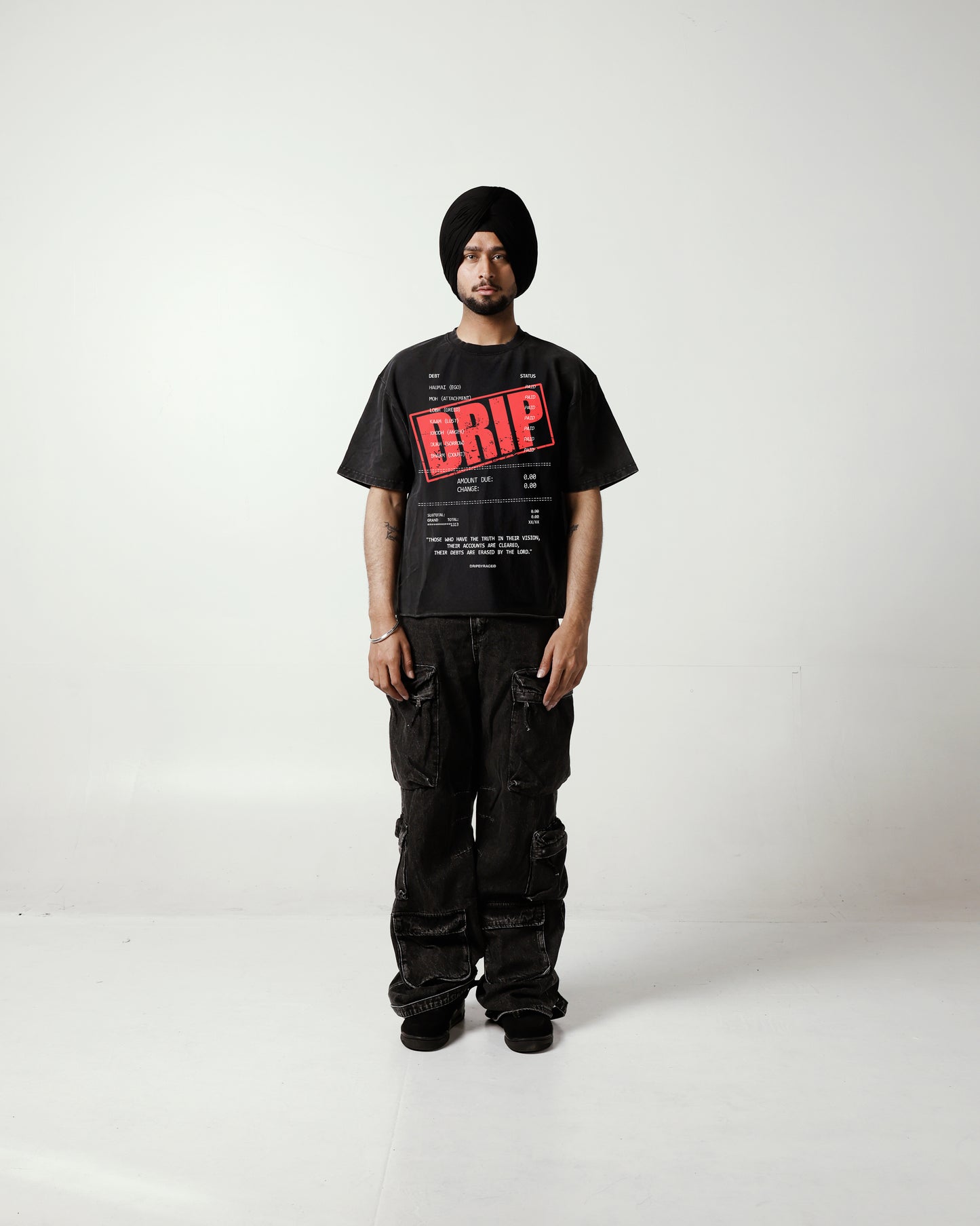 T-shirt surdimensionné délavé « Dettes »