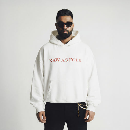RAW AF BOXY HOODIE WHITE