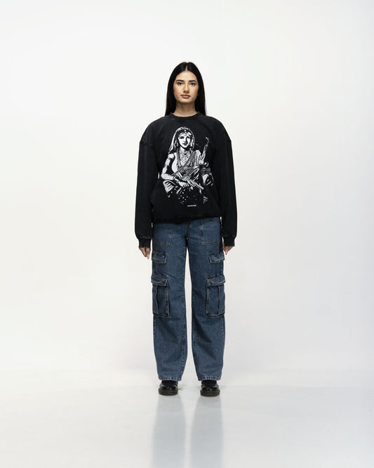GANGSTER QUEEN II OVERSIZED FADED SWEATSHIRT
