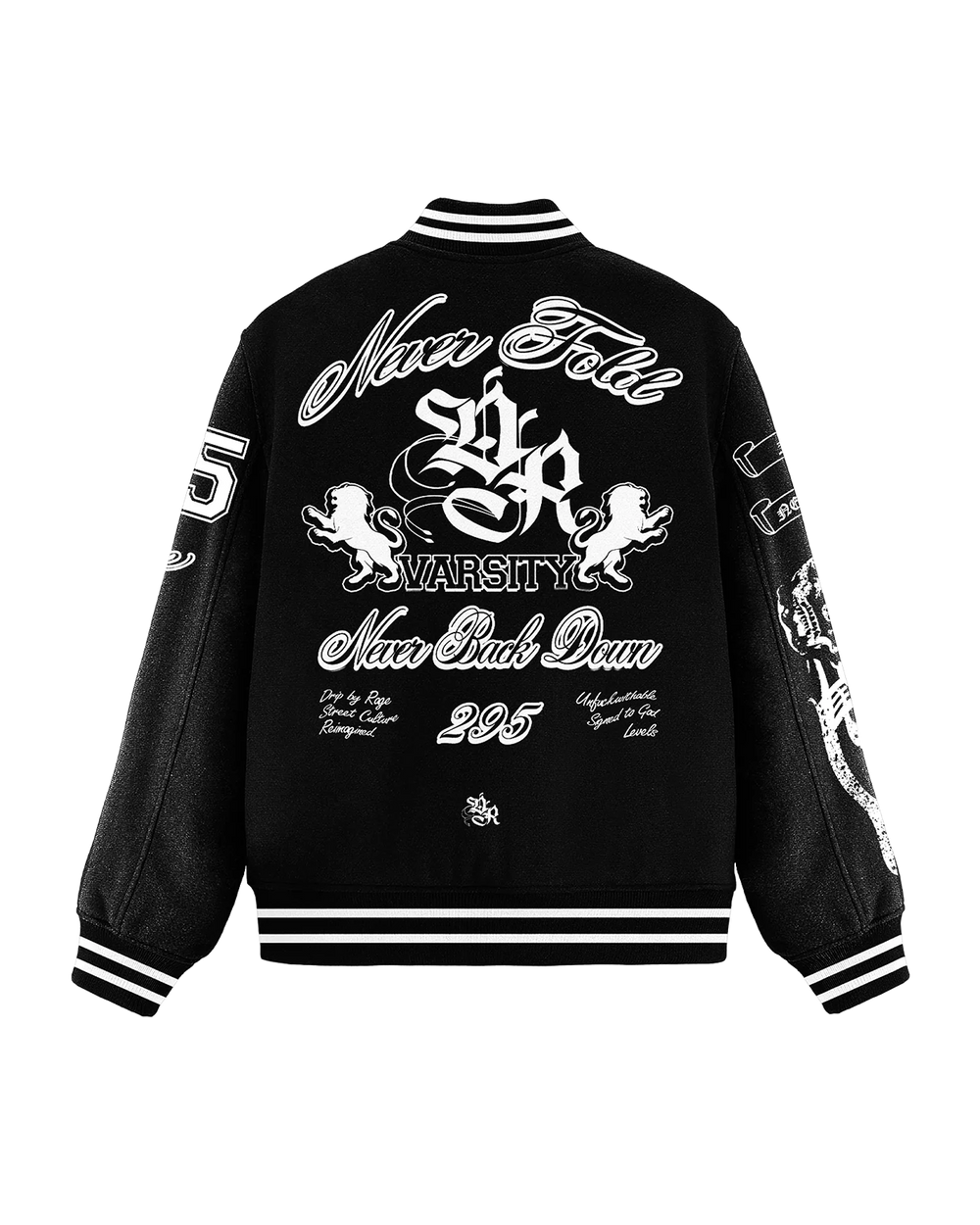 NEVER FOLD ULTIMATUM VARSITY BOMBER JACKET