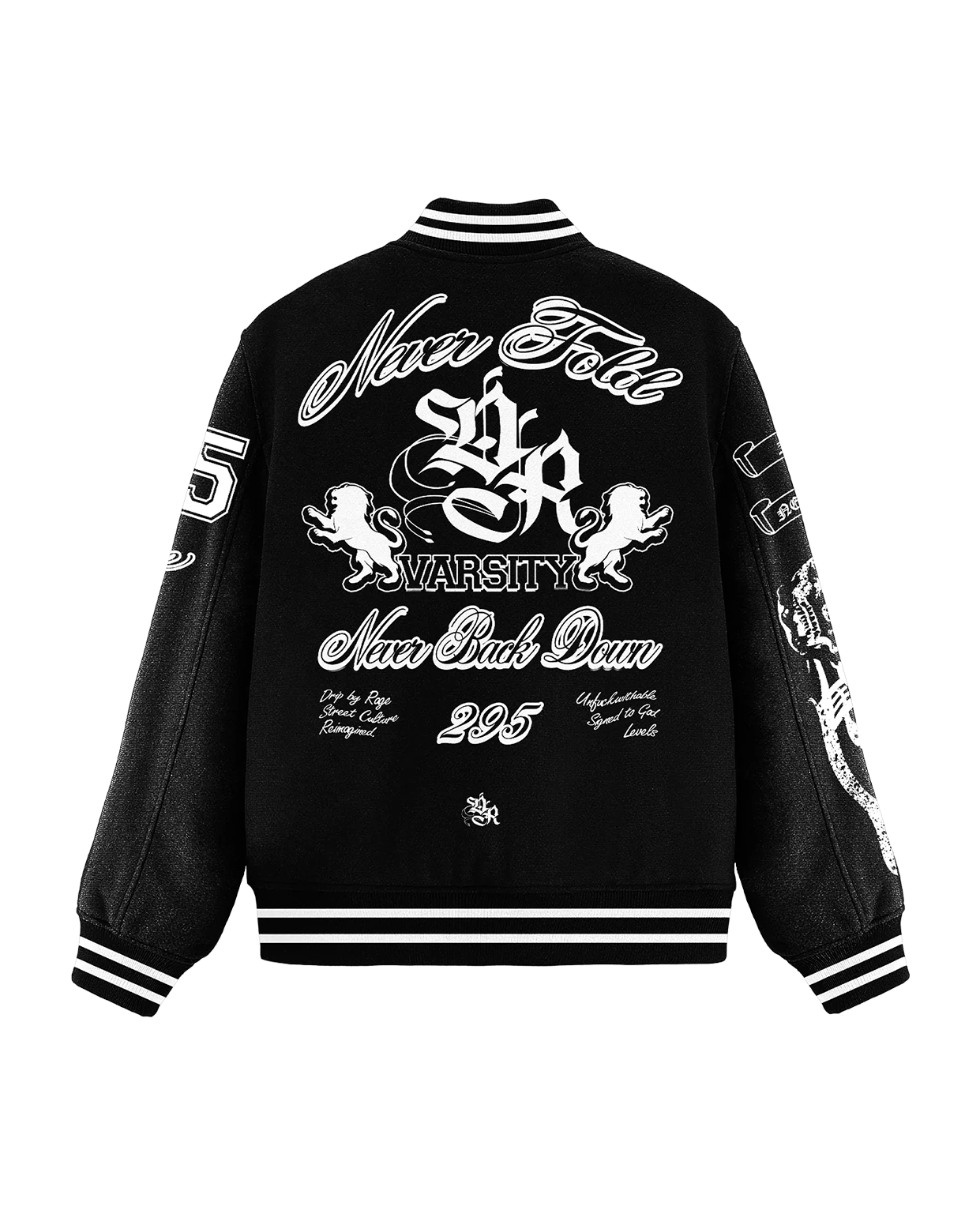 NEVER FOLD ULTIMATUM VARSITY BOMBER JACKET