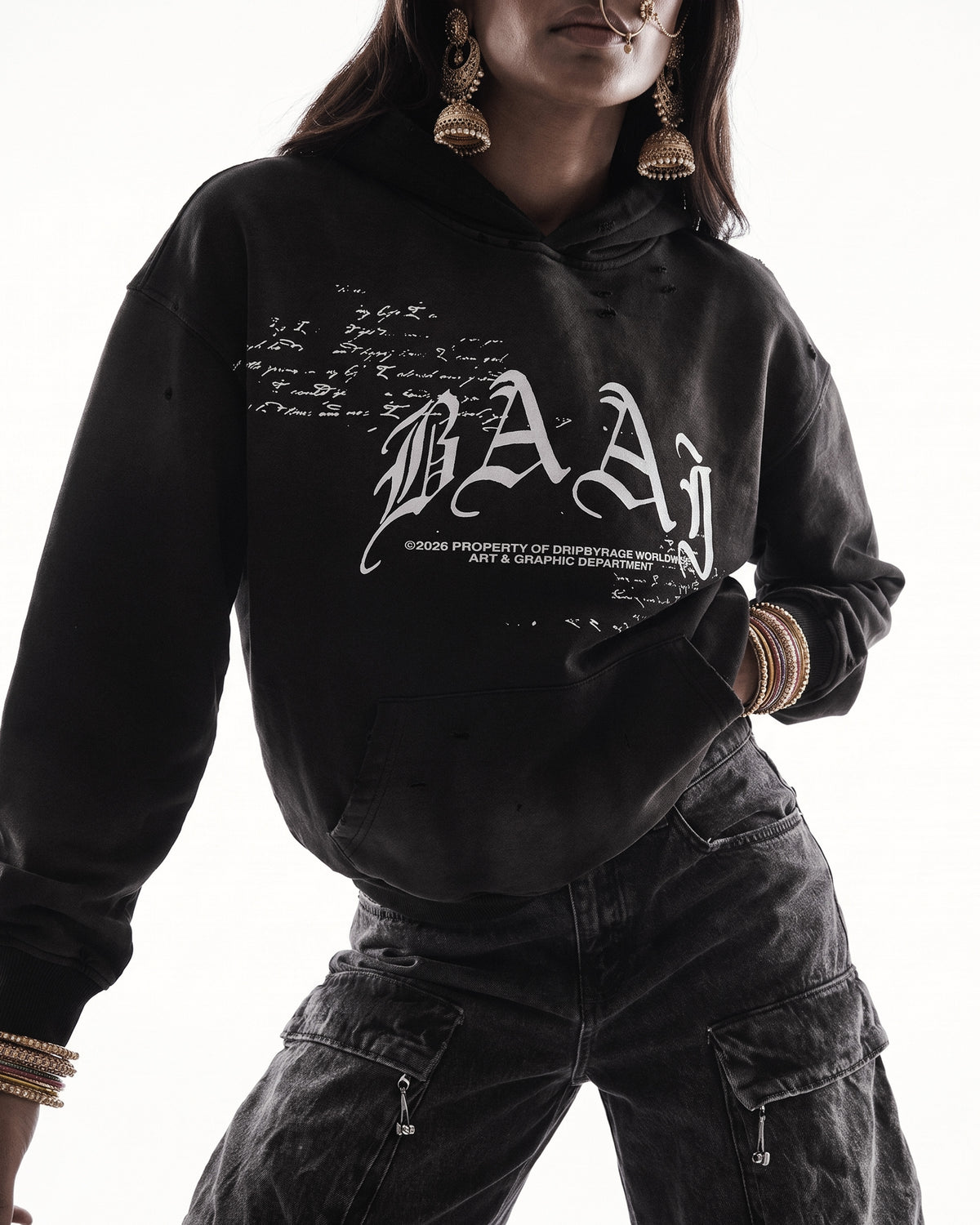 BAAJ DISTRESSED WASHED HOODIE