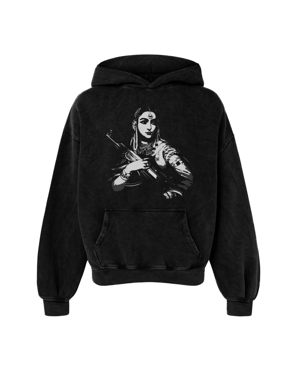 GANGSTER QUEEN OVERSIZED HOODIE FADED BLACK