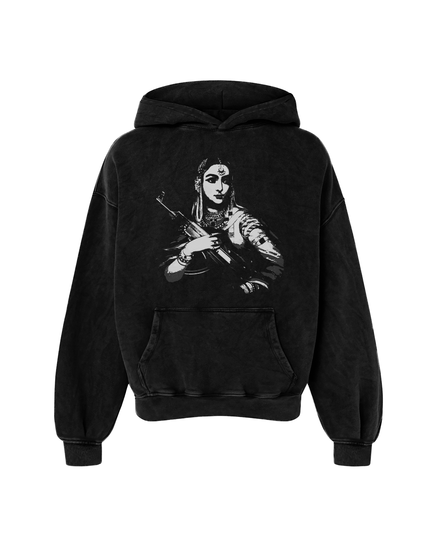 GANGSTER QUEEN OVERSIZED HOODIE FADED BLACK