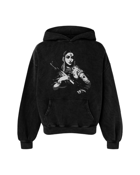 GANGSTER QUEEN OVERSIZED HOODIE FADED BLACK