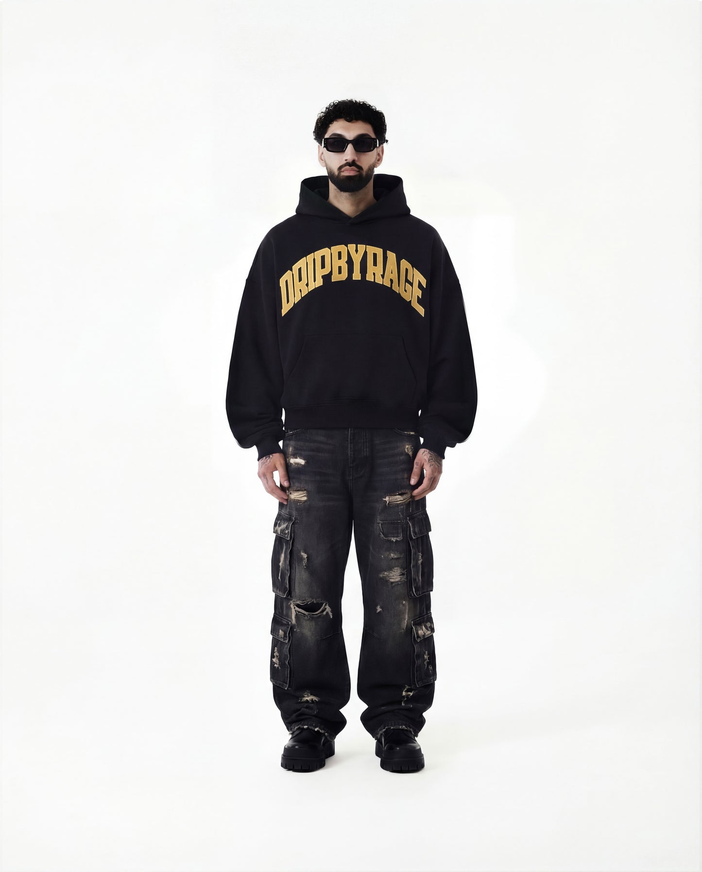 VARSITY BIG PRINT BOXY FLEECE HOODIE