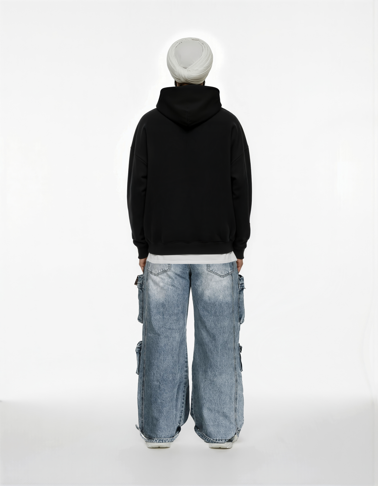 NO FEAR BLACK BIG PRINT SUN FADED BOXY HOODIE