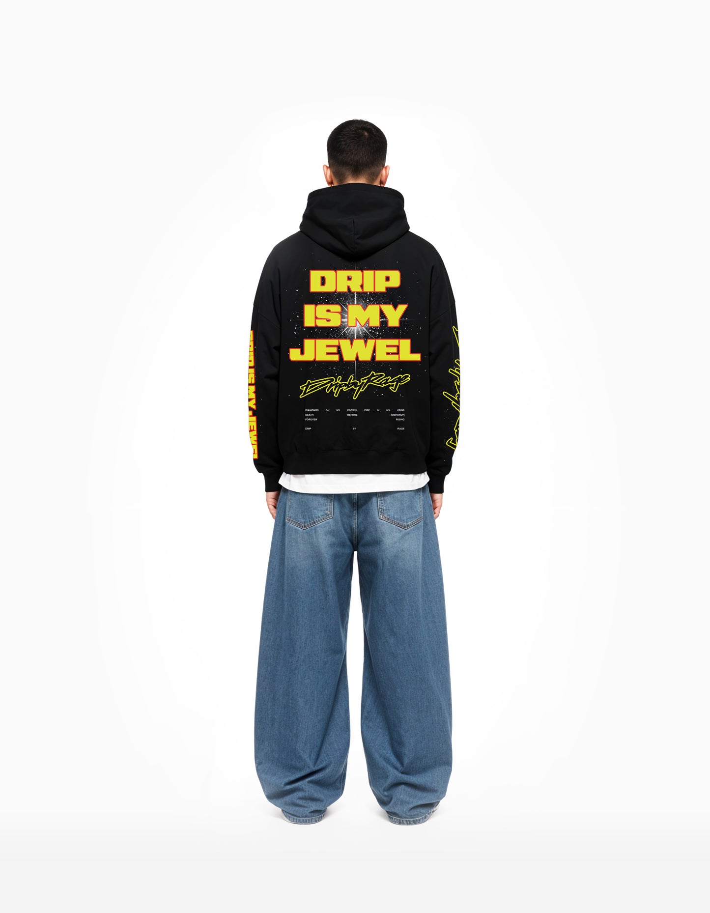 DRIP IS MY JEWEL BIG PRINT SUN FADED BOXY HOODIE