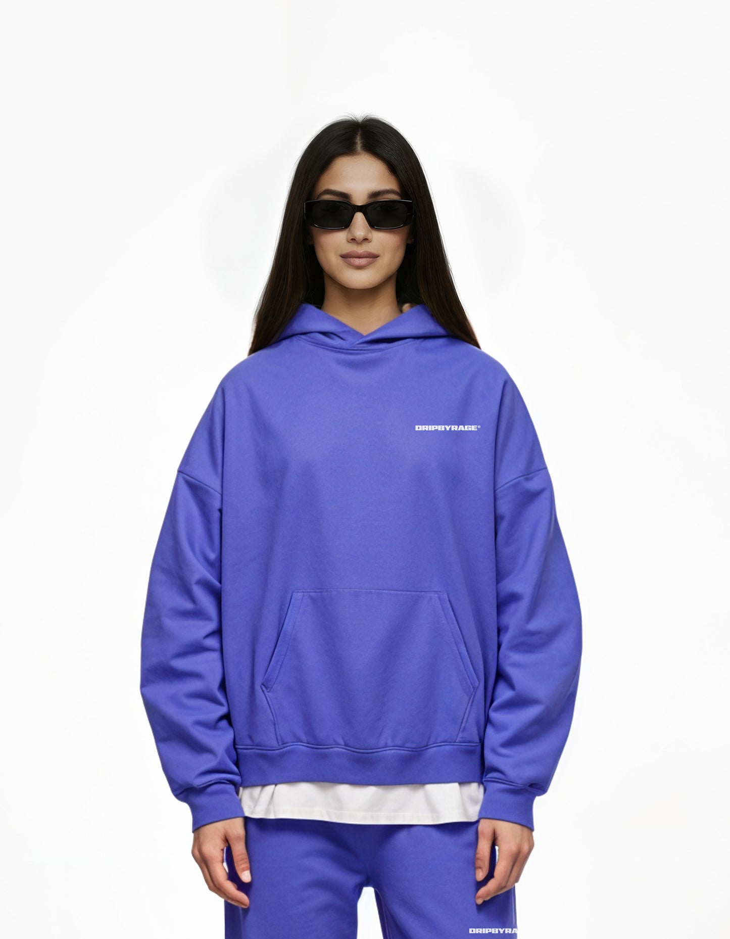 ELECTRIC BLUE HEAVY SUN FADED BOXY HOODIE