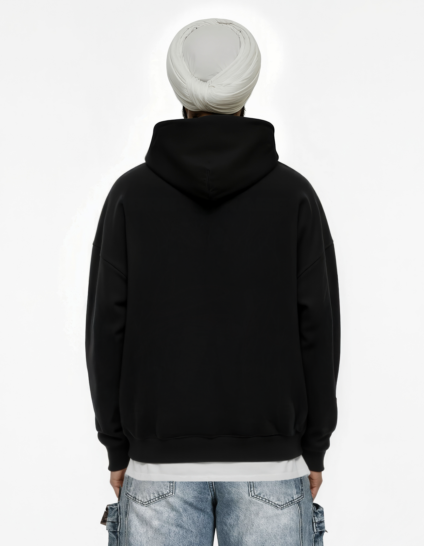 NO FEAR BLACK BIG PRINT SUN FADED BOXY HOODIE