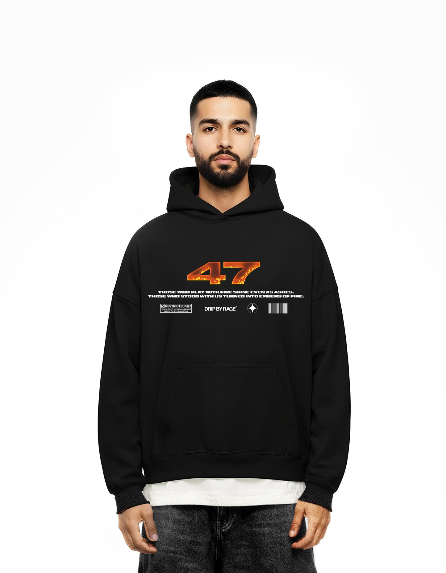 47 FLAME EDITION SUN FADED BOXY HOODIE