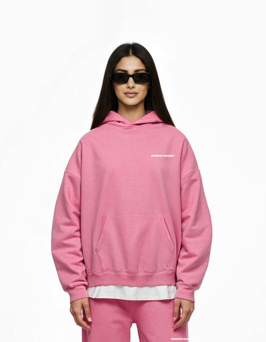 PINK HEAVY SUN FADED BOXY HOODIE