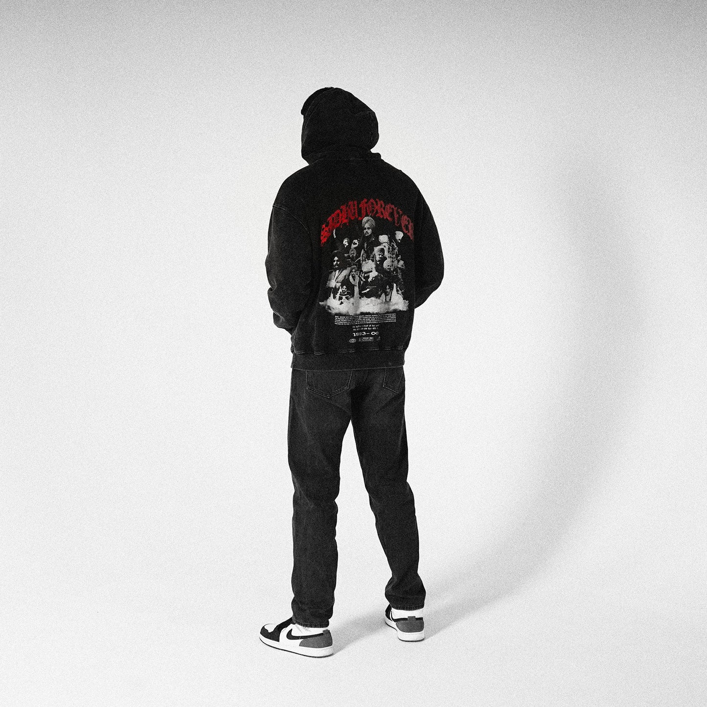 SIDHU FOREVER OVERSIZED FADED HOODIE BLACK