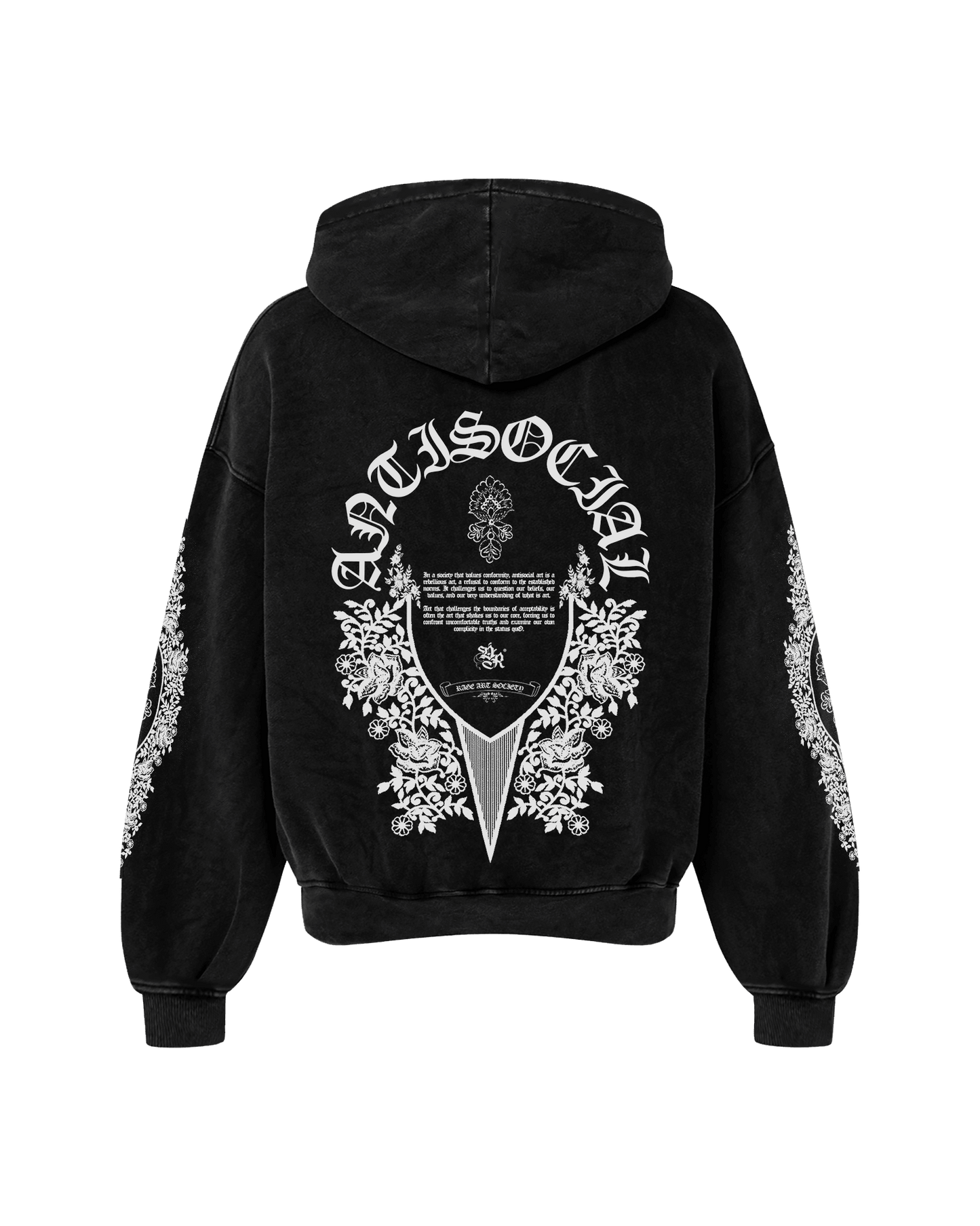 ANTISOCIAL OVERSIZED FADED HOODIE BLACK - Drip by Rage