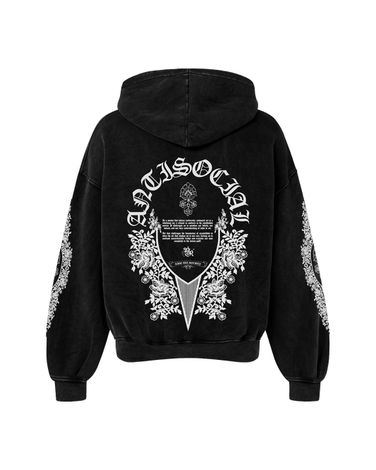 ANTISOCIAL OVERSIZED FADED HOODIE BLACK - Drip by Rage