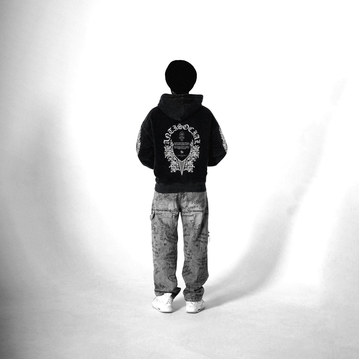 ANTISOCIAL OVERSIZED FADED HOODIE BLACK - Drip by Rage
