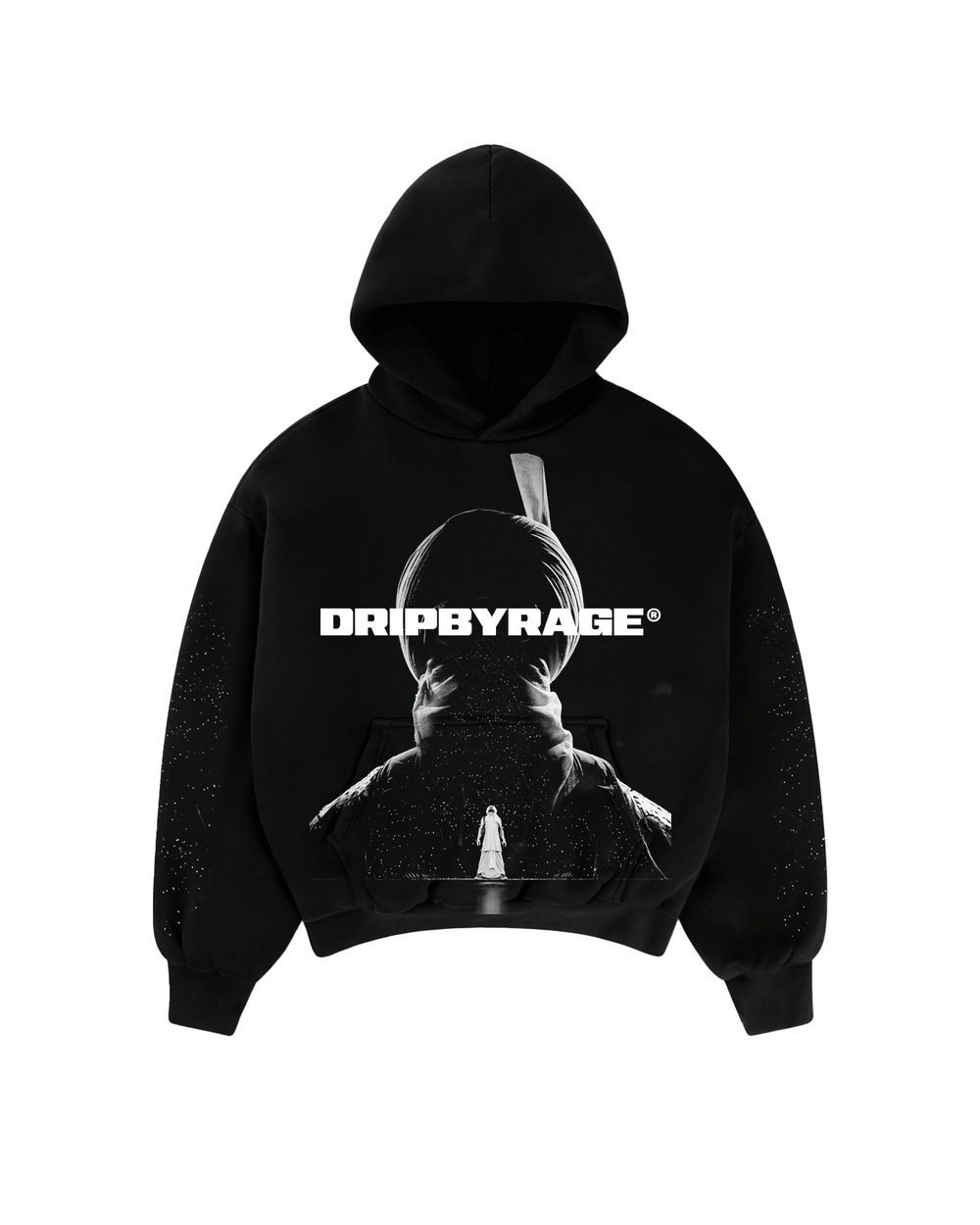 AURA STAR BIG PRINT SUN FADED BOXY HOODIE - Drip by Rage