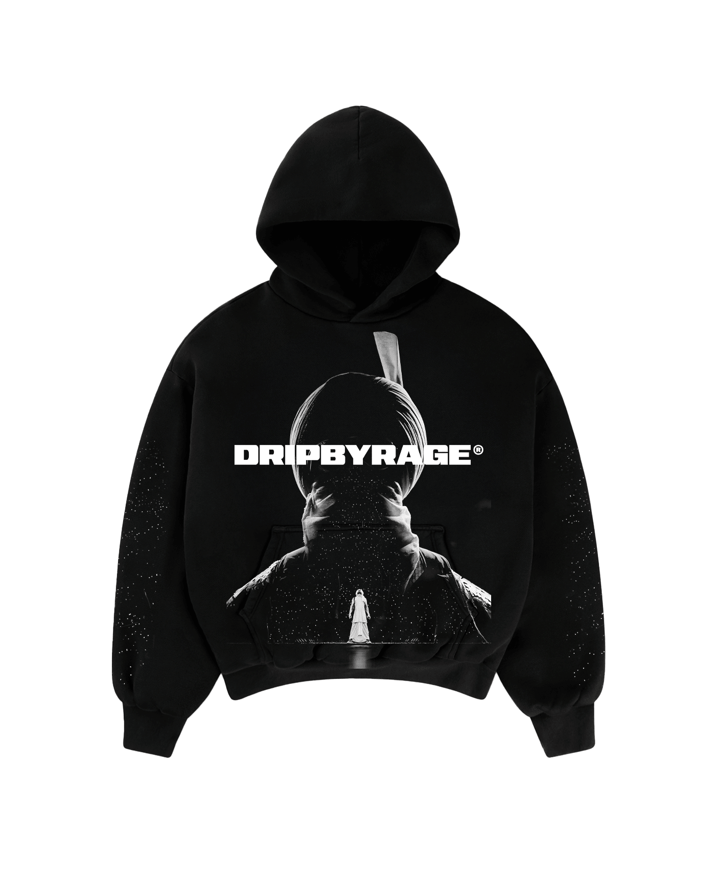 AURA STAR BIG PRINT SUN FADED BOXY HOODIE - Drip by Rage