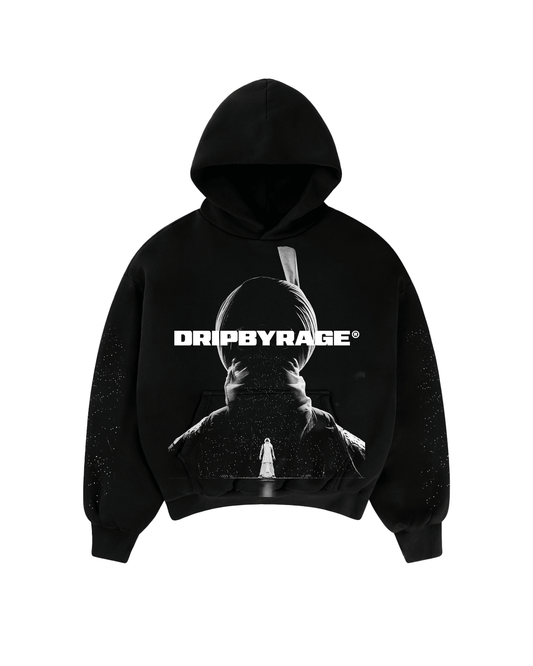 AURA STAR BIG PRINT SUN FADED BOXY HOODIE - Drip by Rage
