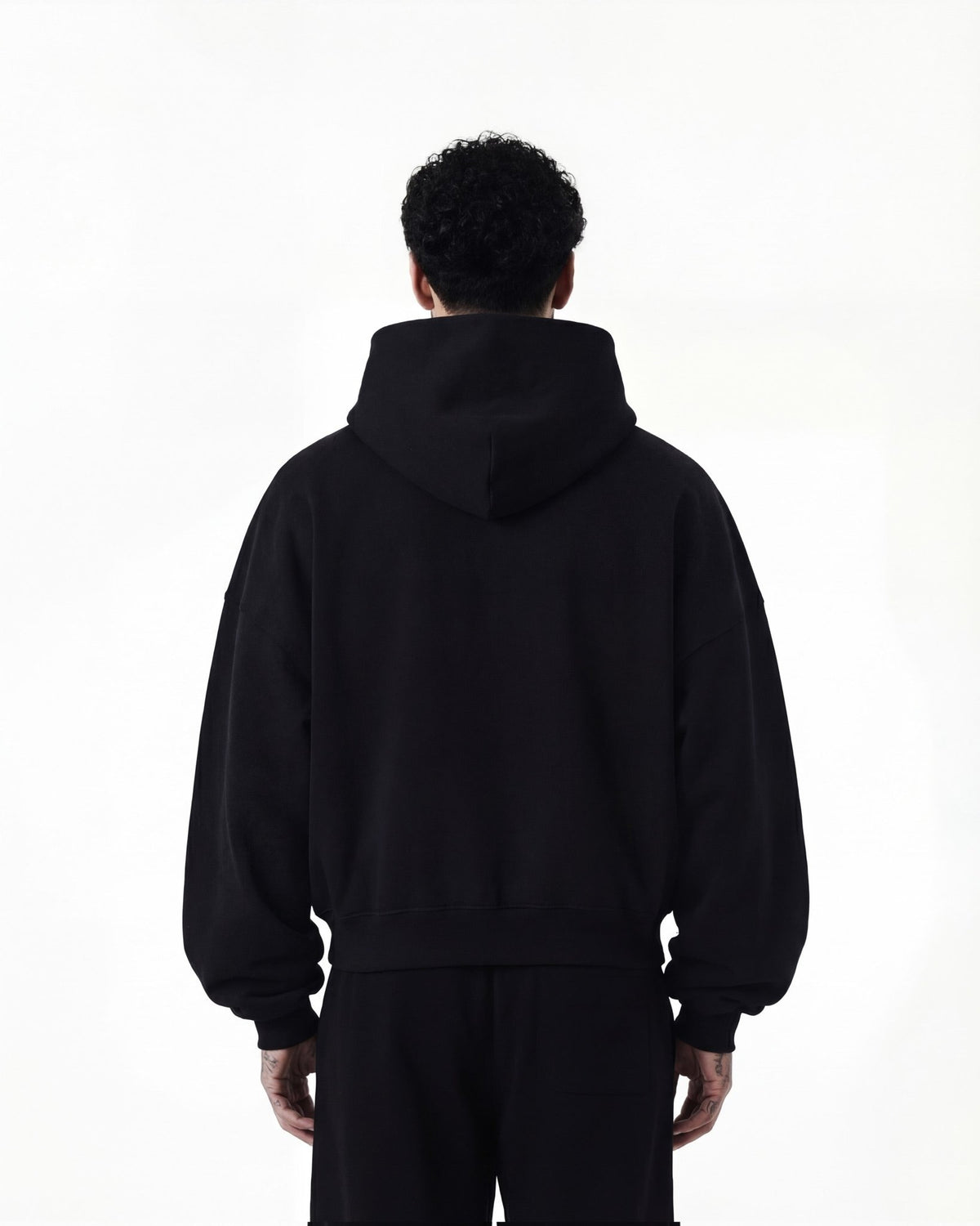 BLACK BOXY FIT FLEECE HOODIE - Drip by Rage