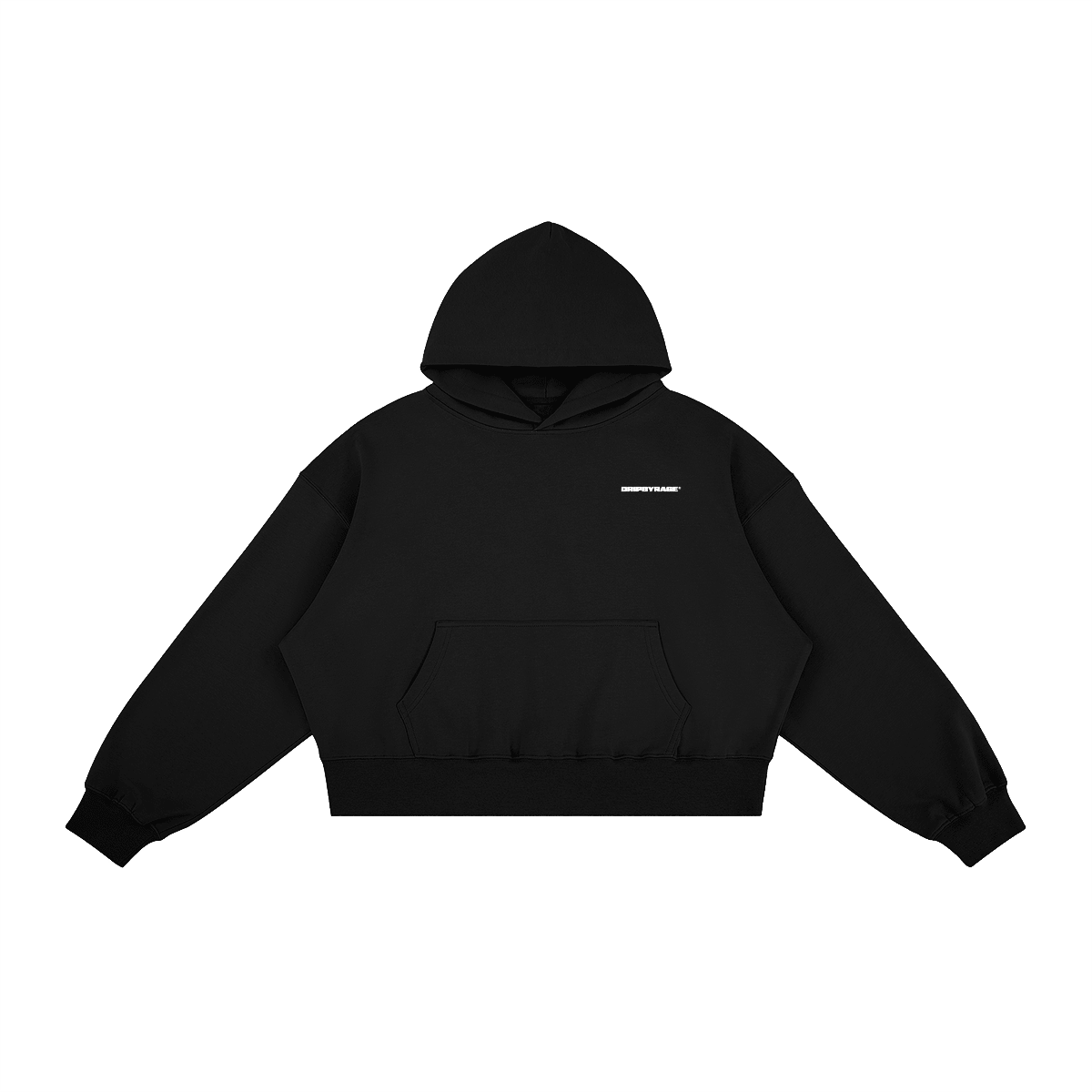 BLACK BOXY FIT FLEECE HOODIE - Drip by Rage