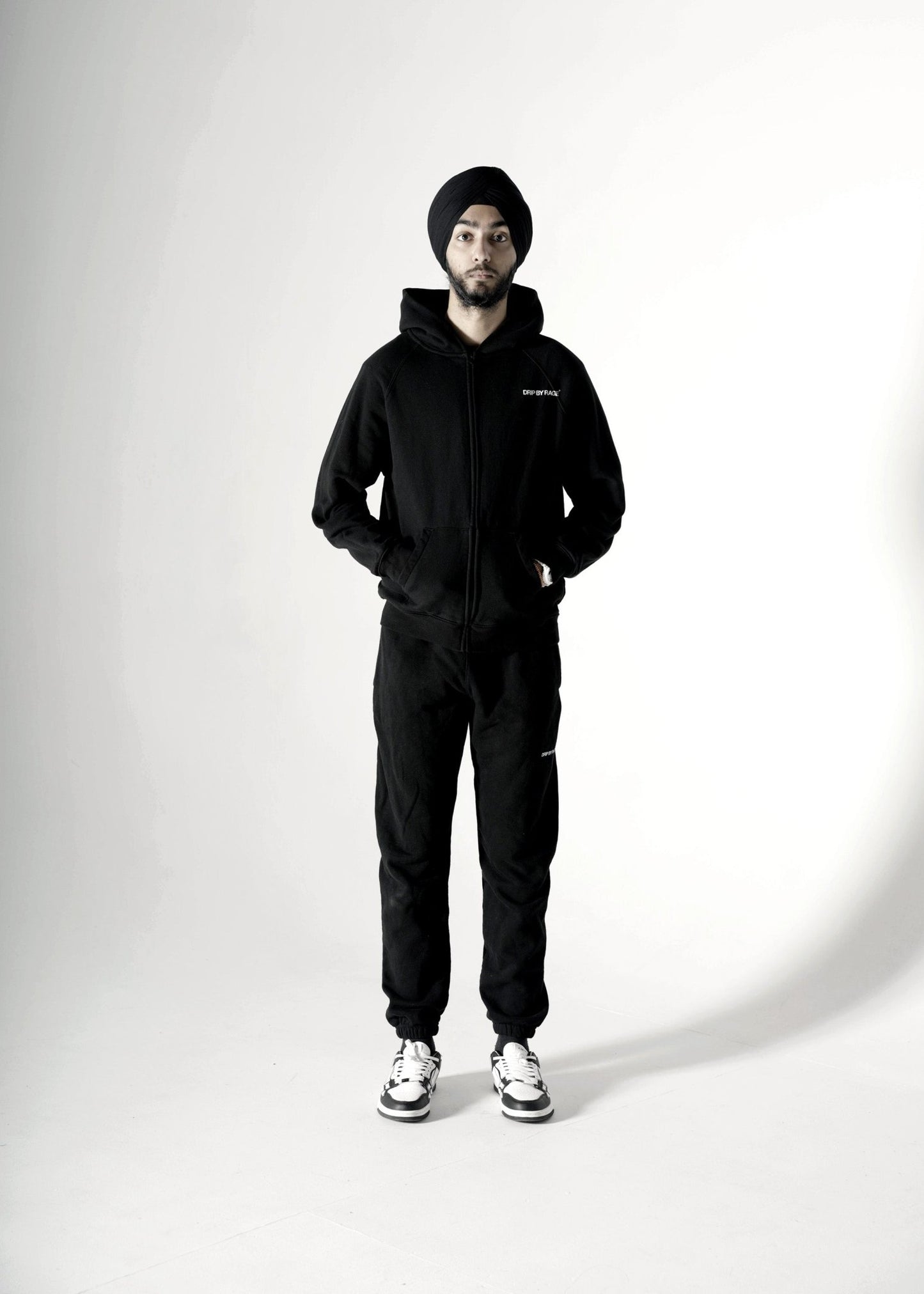BLACK OVERSIZED ZIP-UP FLEECE HOODIE - Drip by Rage