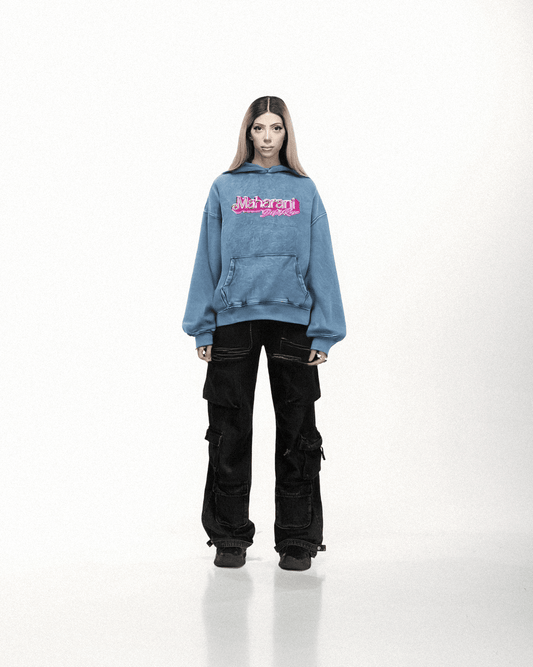 BROWN BARBIE OVERSIZED WASHED HOODIE BLUE - Drip by Rage
