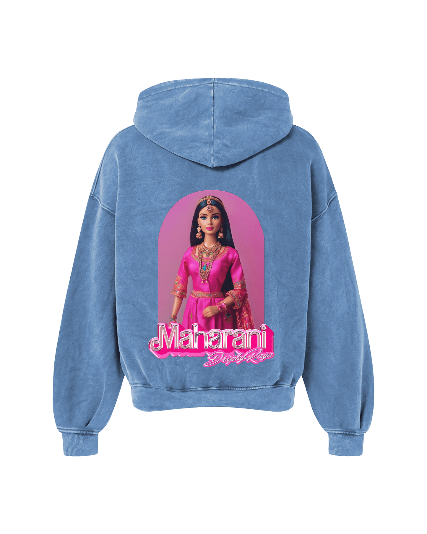 BROWN BARBIE OVERSIZED WASHED HOODIE BLUE - Drip by Rage