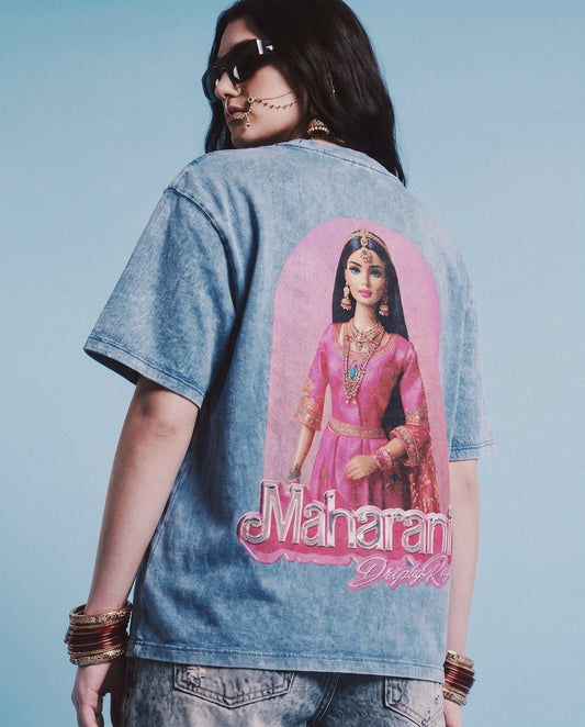 BROWN BARBIE OVERSIZED WASHED T-SHIRT PASTEL BLUE - Drip by Rage