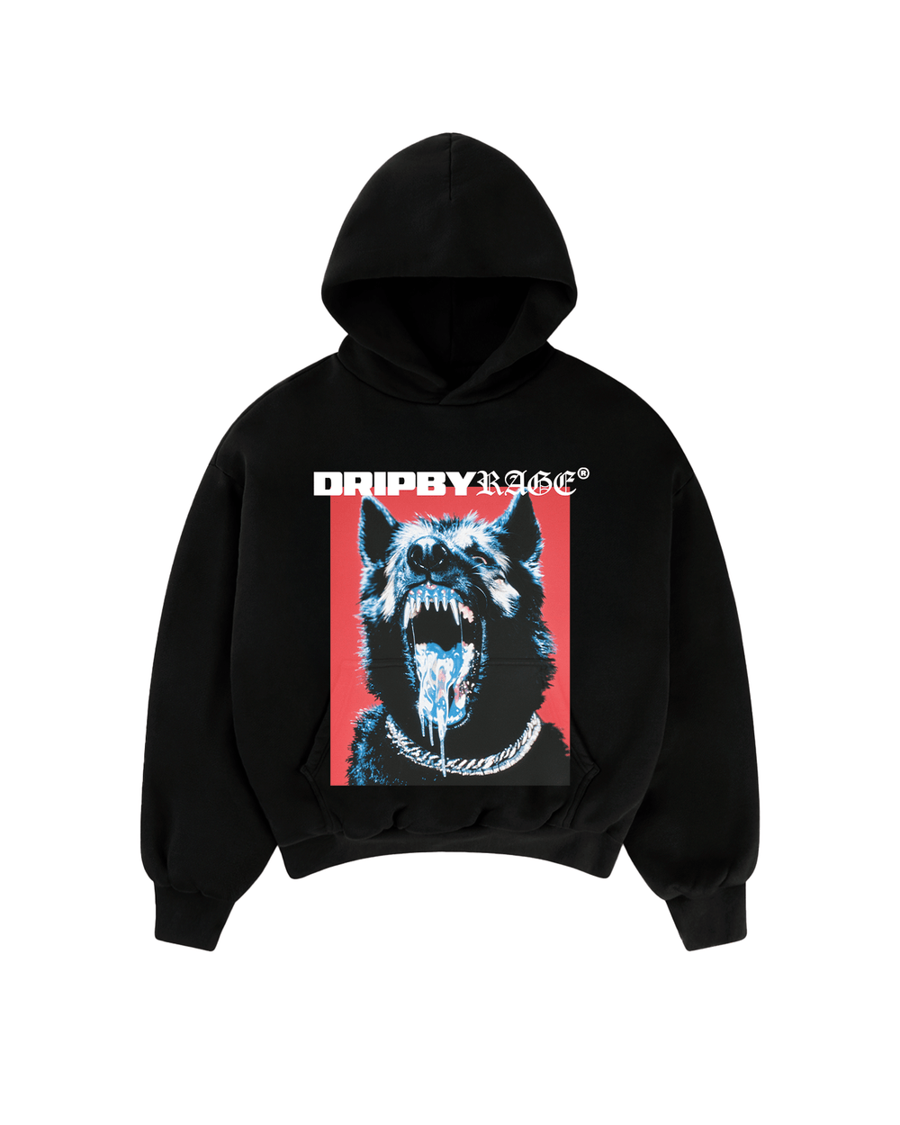 CHROME RAGE BIG PRINT SUN FADED BOXY HOODIE - Drip by Rage