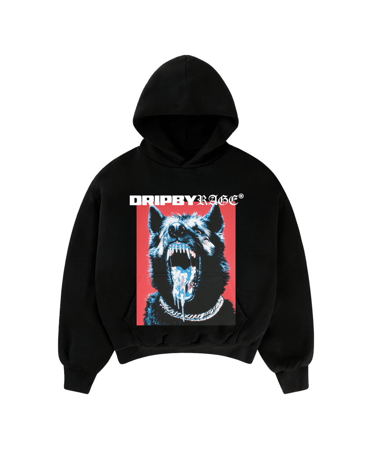 CHROME RAGE BIG PRINT SUN FADED BOXY HOODIE - Drip by Rage