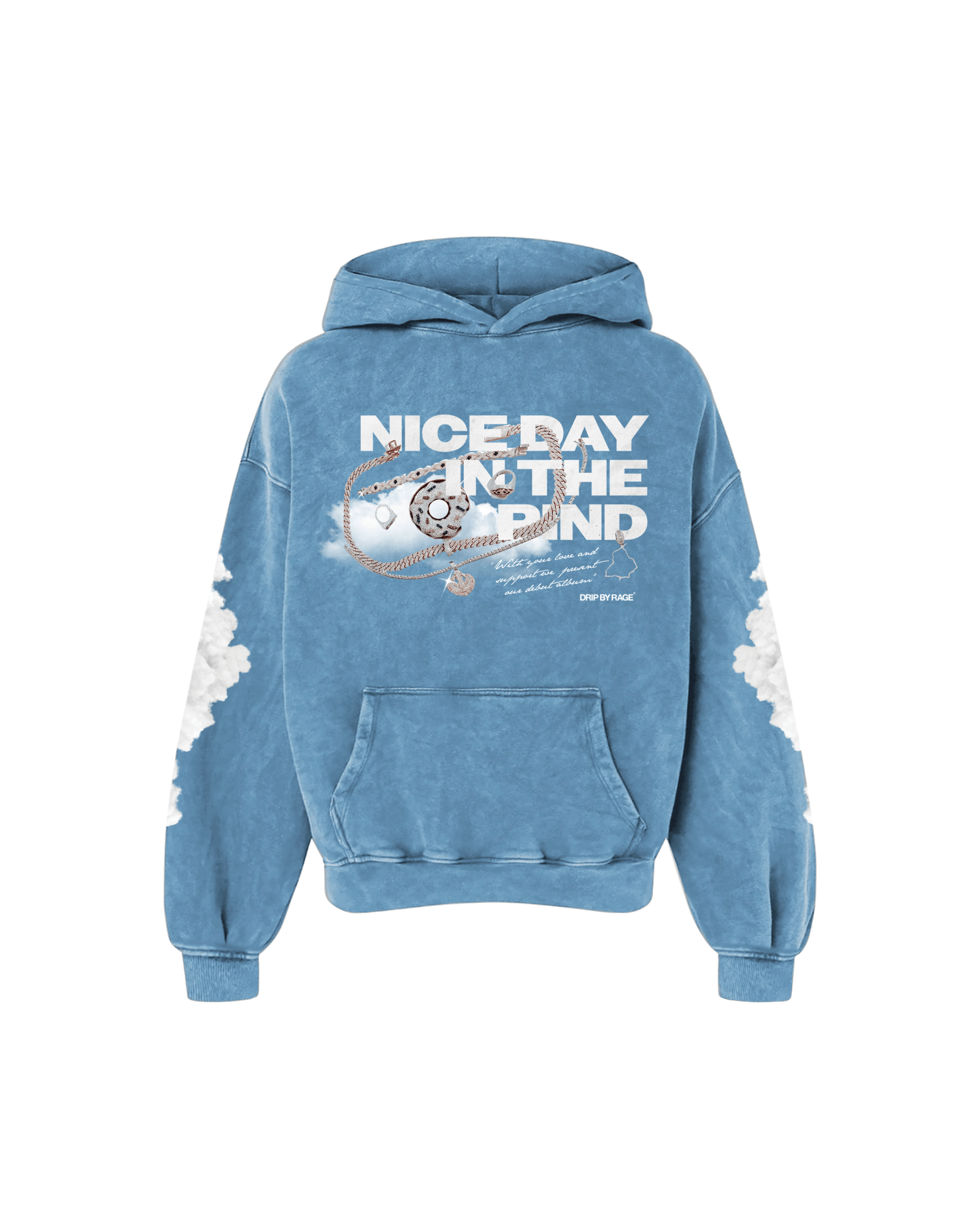 CLOUDY OVERSIZED WASHED HOODIE - Drip by Rage