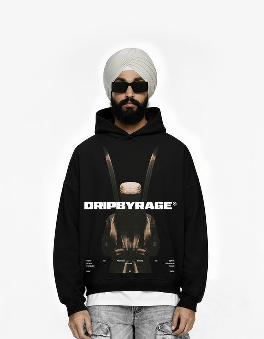 CONTEMPT BIG PRINT SUN FADED BOXY HOODIE - Drip by Rage