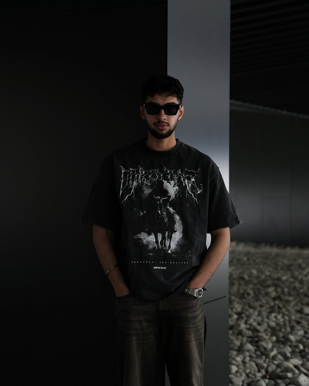 DARK FLAME OVERSIZED FADED T-SHIRT - Drip by Rage