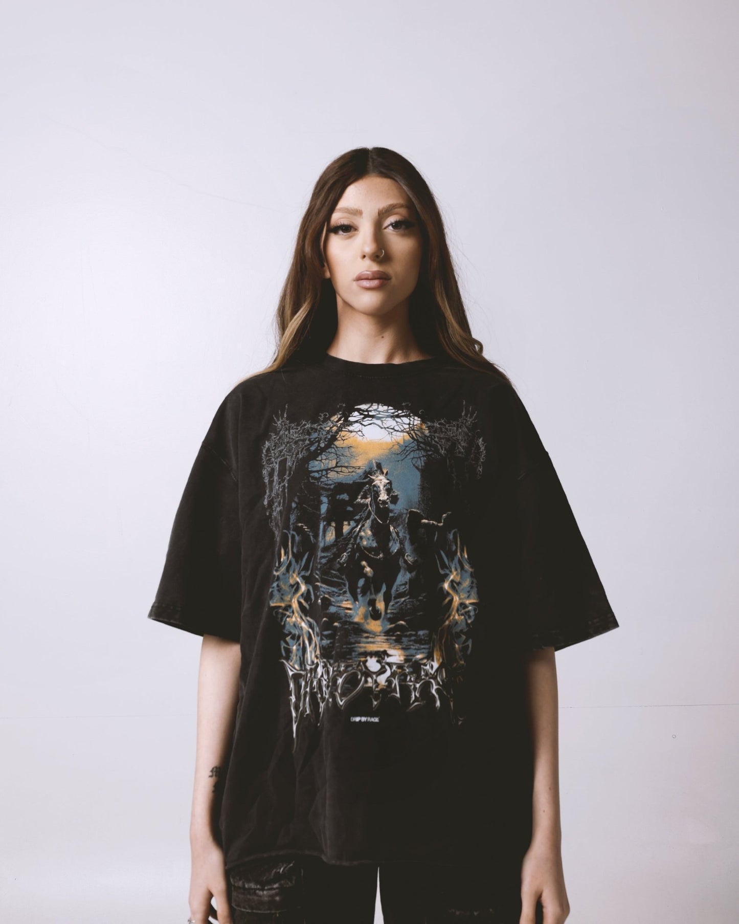 DARK KNIGHT OVERSIZED FADED T-SHIRT - Drip by Rage