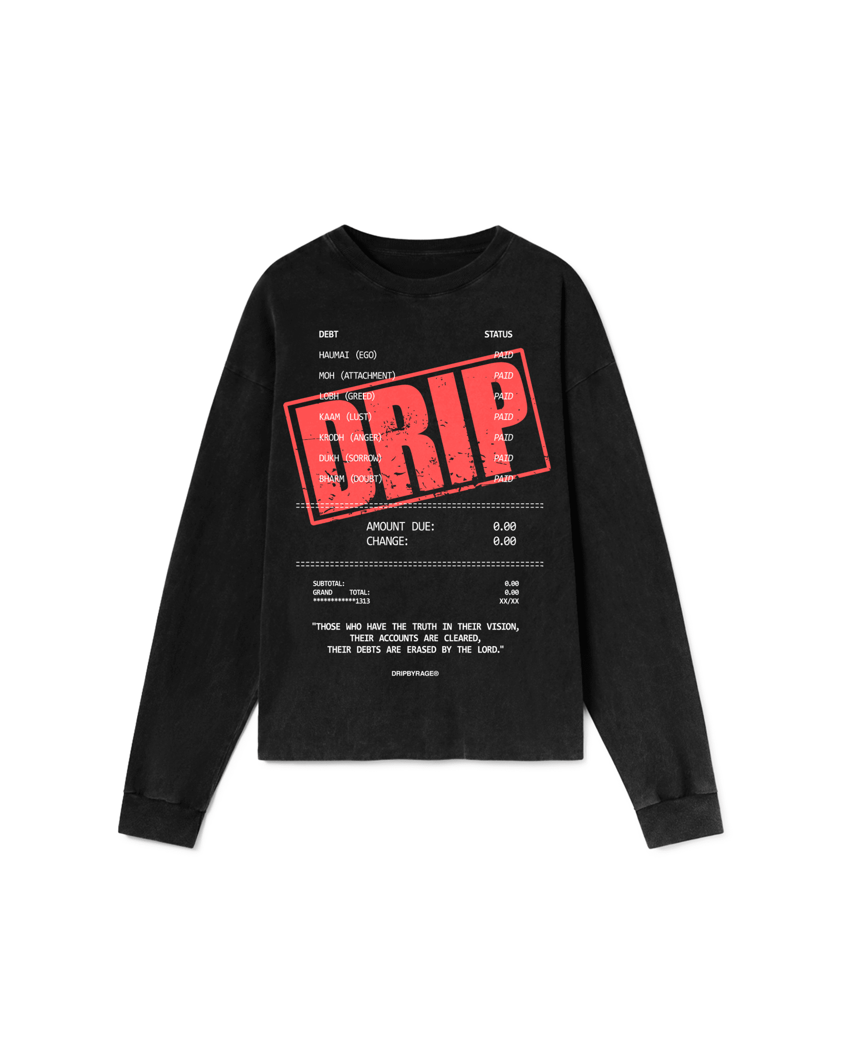 DEBTS OVERSIZED FADED LONG SLEEVE - Drip by Rage