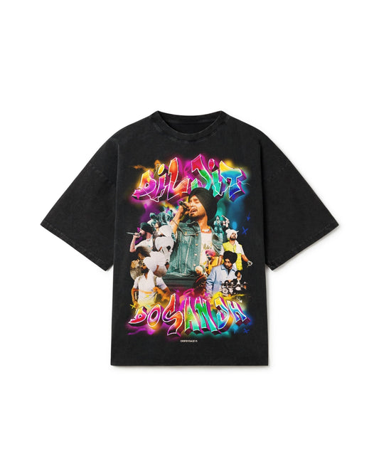 DILJIT FOREVER OVERSIZED FADED T-SHIRT BLACK - Drip by Rage
