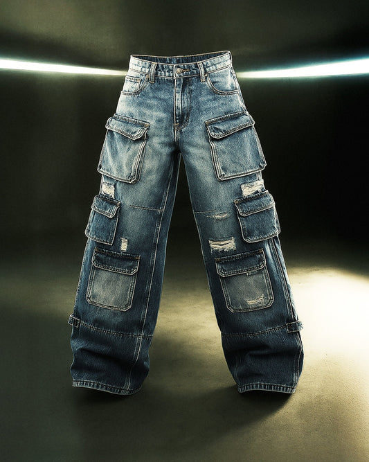 DISTRESSED CARGO DENIM - Drip by Rage